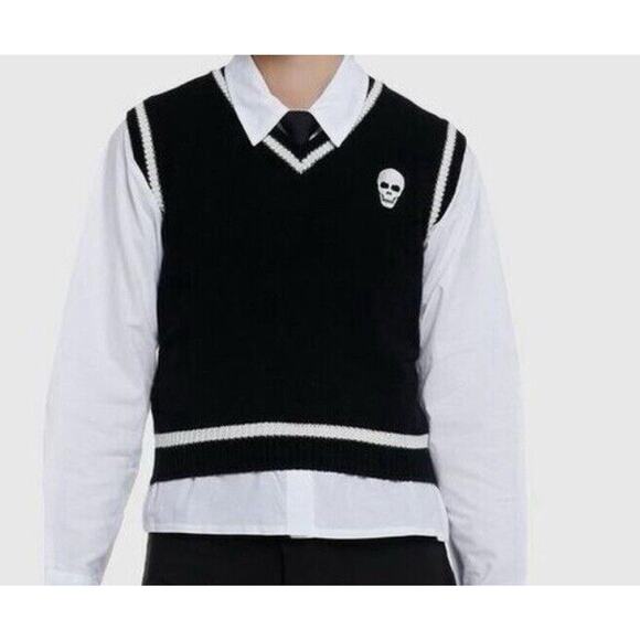 Hot Topic Skull V Neck Sweater Vest - Women's Small Knit - Picture 1 of 7
